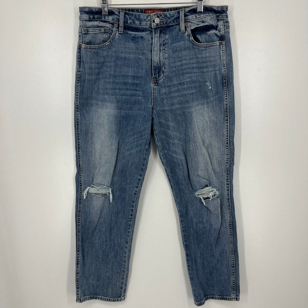 Lucky Brand High Rise Tomboy Distressed Straight Leg Jeans Medium Wash Size 14